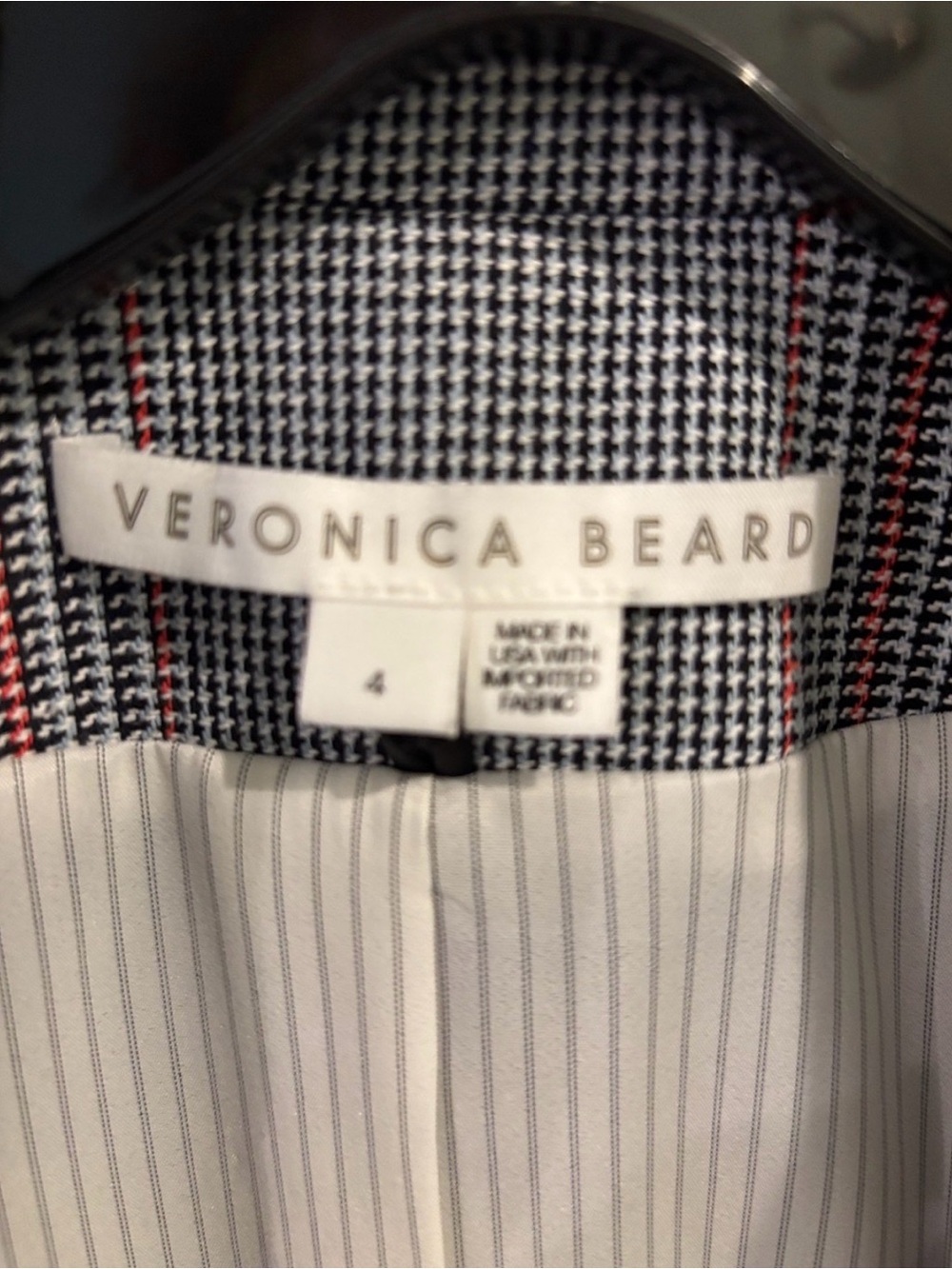 Veronica Beard Gray Plaid One-Button Blazer - Size 4 - Picture 4 of 8